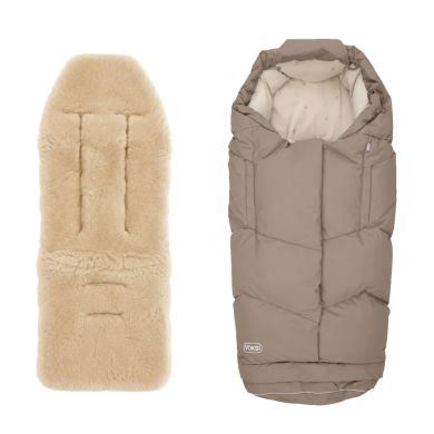 Vognpose, Voksi®, City North, Walnut Cream + Lammeskinn til vogn, Sand