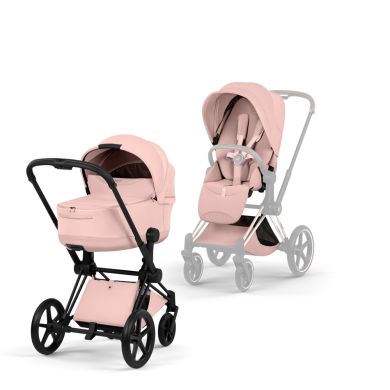 Cybex Priam, Style Collection, Komplett Barnevogn, New Generation, Matt Black/Peach Pink