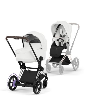 Cybex ePriam, Style Collection, Komplett Barnevogn, New Generation, Chrome/Off White