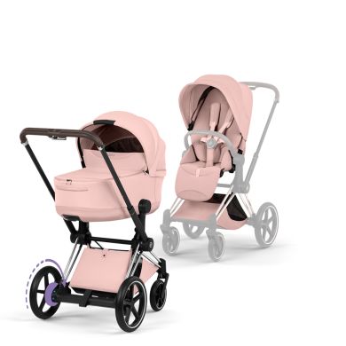Cybex ePriam, Style Collection, Komplett Barnevogn, New Generation, Chrome/Peach Pink