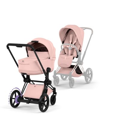 Cybex ePriam, Style Collection, Komplett Barnevogn, New Generation, Matt Black/Peach Pink
