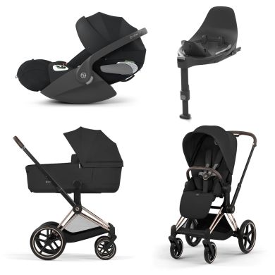Nyfødtpakke, Cybex Priam New Generation, Rose Gold/Sepia Black, Ink. Cloud T Plus + Base T