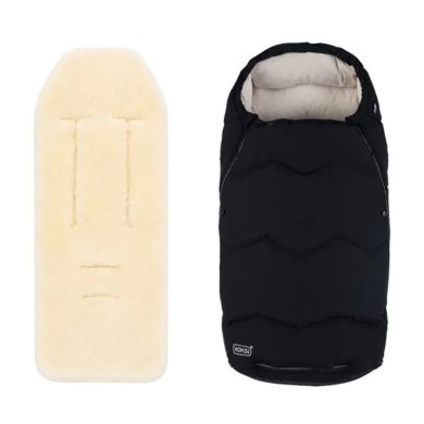 Vognpose, Voksi®, Urban, Black Cream + Lammeskinn til vogn, Natur