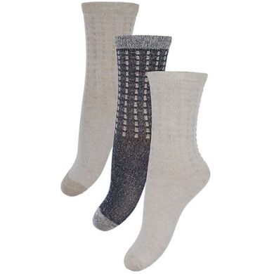 Minymo Ullsokker 3 pk, Beige og mørk blå