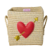 Rice Firkantet Kurv I Raffia, Heart