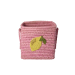 Firkantet rosa kurv med stort sitronbroderi, Liten, Rice