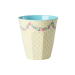 Barnekopp, Dots & Flower print, Cream, Rice
