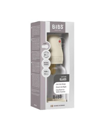 BIBS Glassflaske, Latex, 120 ml, Slow Flow, Ivory