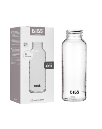 BIBS Glassflaske u/lokk, 240 ml