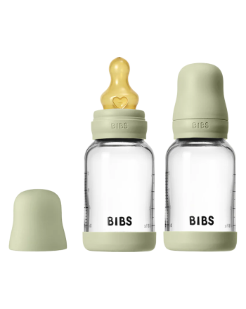 BIBS Glassflaske Rund, Latex 2pk 120 ml Slow Flow Sage