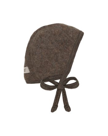 Huttelihut Lue m/knyting, Ull Brown Melange