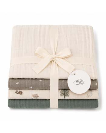 Muslin Gasskluter, Milla & Max, Forest, 4pk