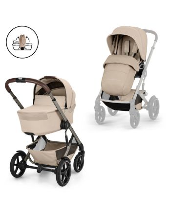 Komplett vogn Cybex Talos S Lux, 2026, Almond Beige Ink. Liggedel