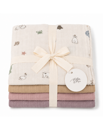 Muslin Gasskluter, Milla & Max, Sea, 4pk
