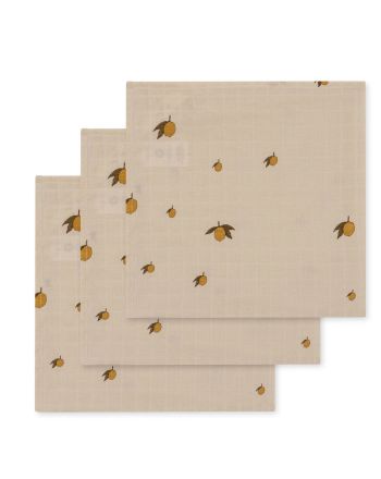 Muslin, Konges Sløjd, 3pk, Lemon