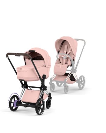Cybex ePriam, Style Collection, Komplett Barnevogn, New Generation, Chrome/Peach Pink