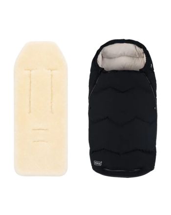 Vognpose, Voksi®, Urban, Black Cream + Lammeskinn til vogn, Natur